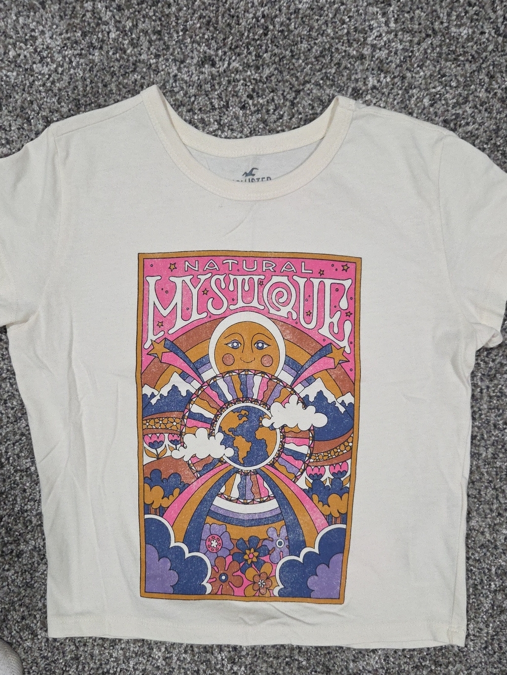 Natural Mystique Graphic Tee - Cream with Pink & Purple Print